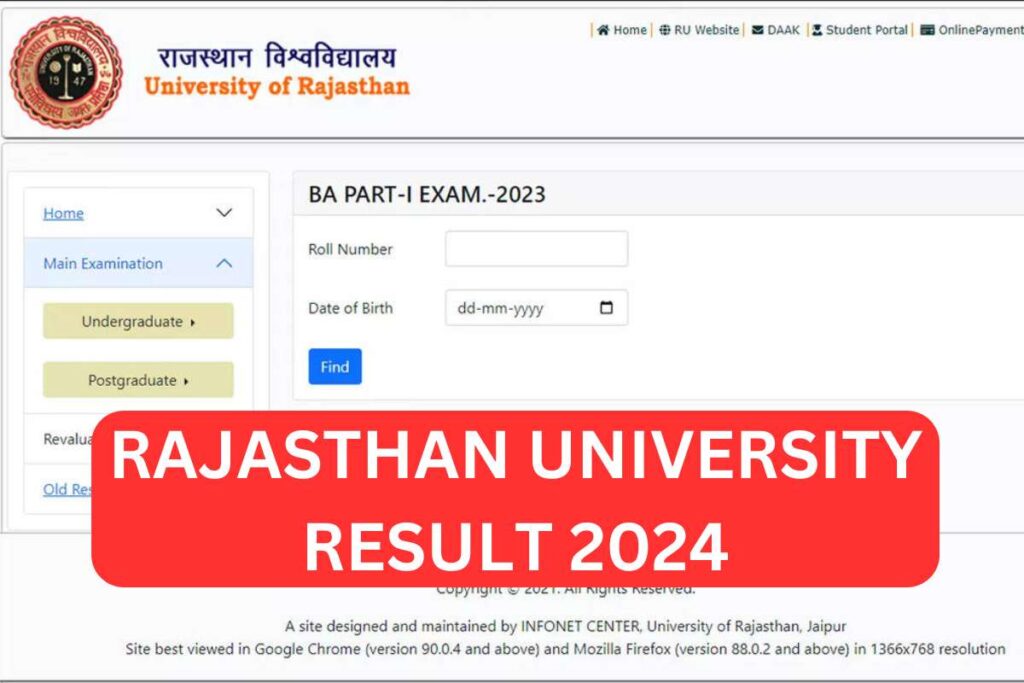 Rajasthan University Result 2024 - Uniraj Results