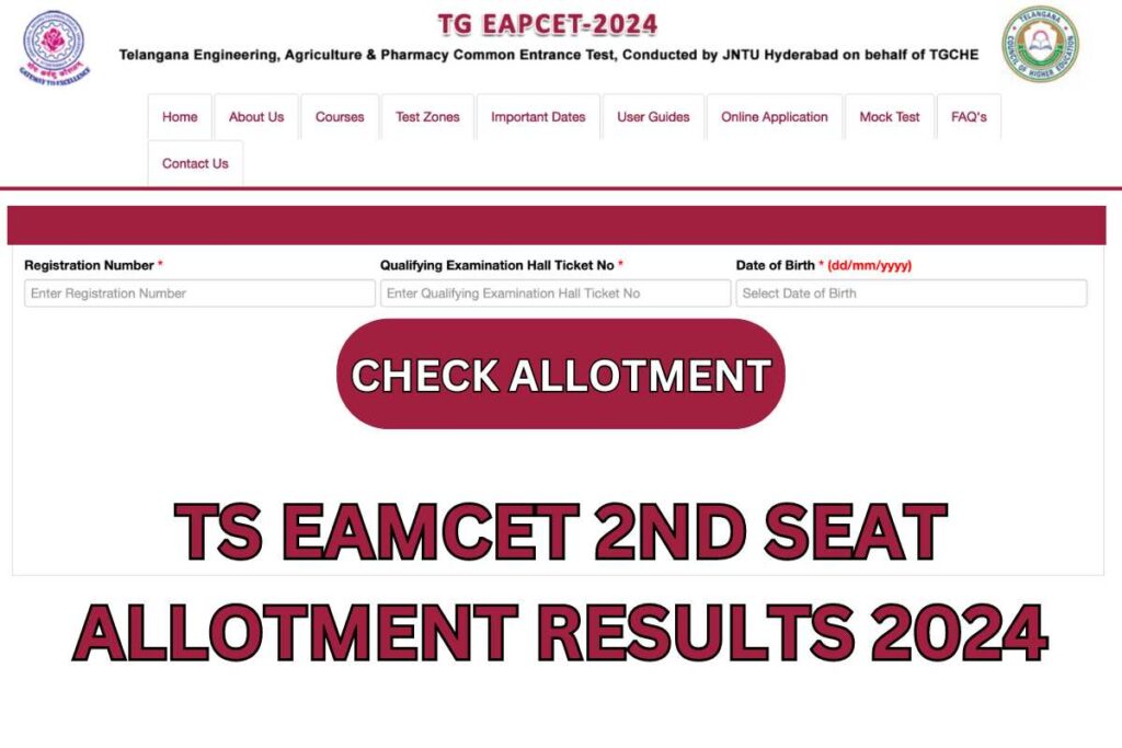 TS EAMCET 2nd Seat Allotment Results 2024